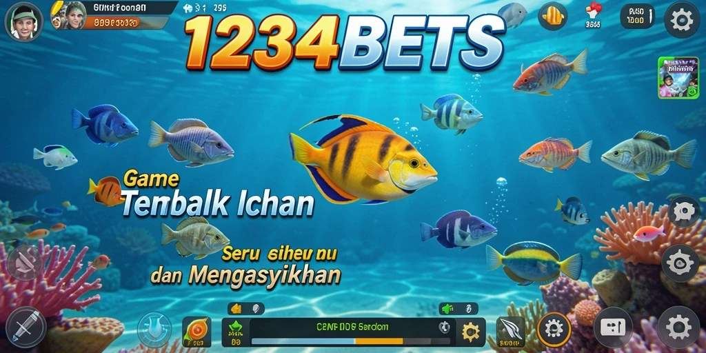 Tampilan gameplay menarik dari game Tembak Ikan 1234BETS.