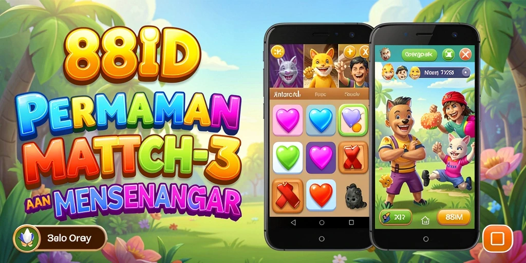 Screenshot permainan 88ID menunjukkan keseruan gameplay Match-3 yang penuh warna.