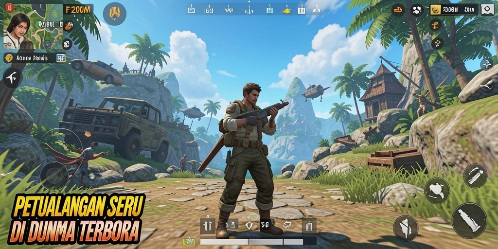 Tampilan gameplay F200M yang menampilkan kebebasan eksplorasi dunia terbuka.