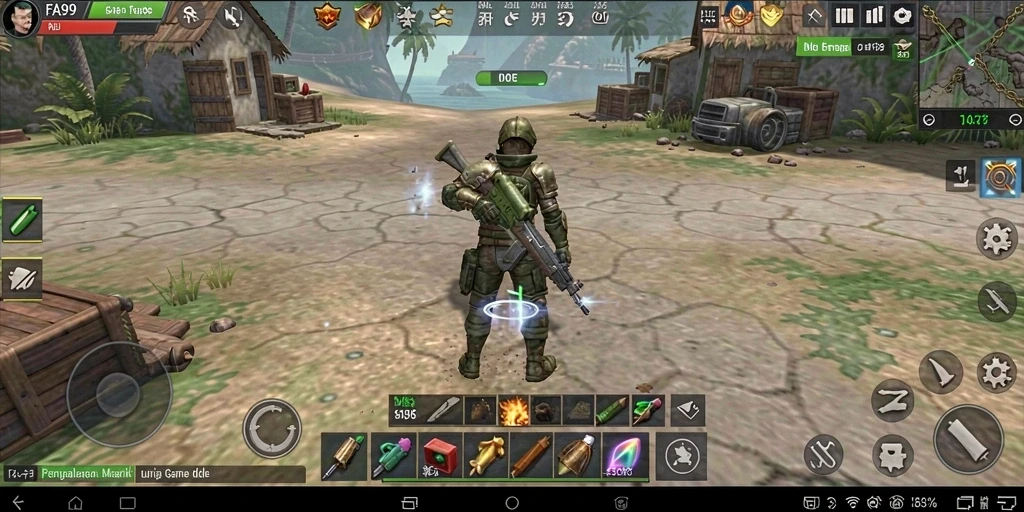 Screenshot utama FA99 menampilkan gameplay Idle yang adiktif dan menarik.