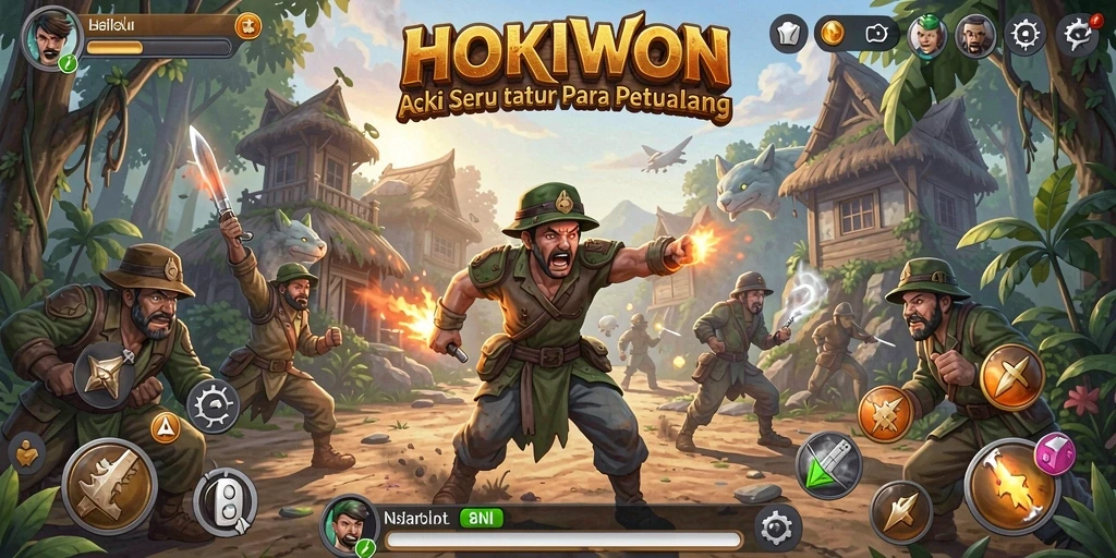 Screenshot HOKIWON menampilkan aksi mendebarkan dalam pertempuran.