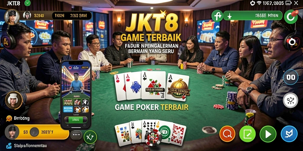 Tampilan gameplay JKT8 yang menampilkan aksi poker seru.