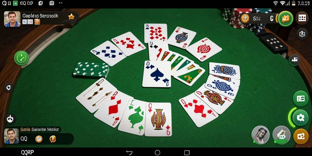 Tampilan gameplay Gaple yang menegangkan dan mengasyikkan.