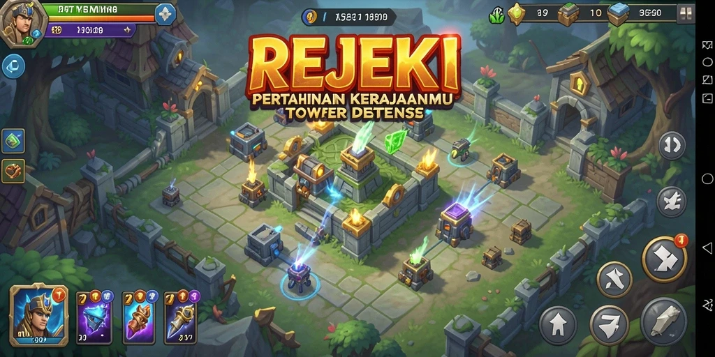 Tampilan gameplay menarik dari REJEKI dalam aksi Tower Defense.