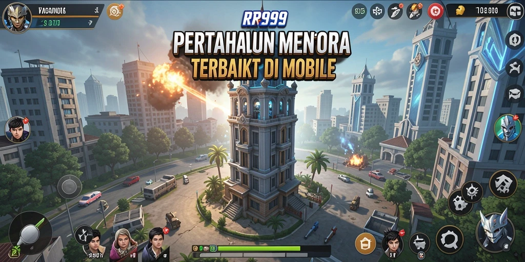 Tampilan gameplay seru serta strategi menara yang menarik di RR999.