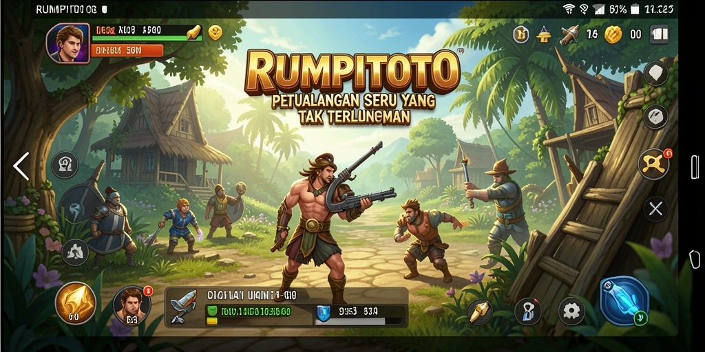 Tampilan screenshot utama RUMPITOTO menampilkan aksi seru pemain dalam petualangan.