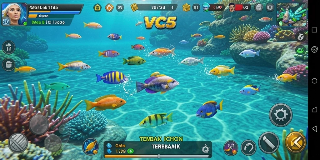 Tampilan gameplay VC5 yang menarik dengan aksi menembak ikan.