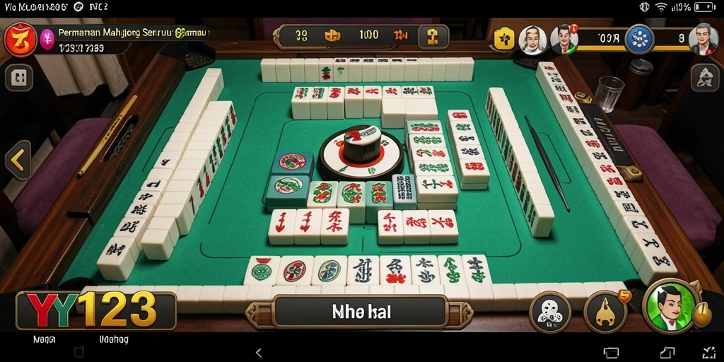 Screenshot utama YY123 menampilkan gameplay Mahjong yang seru.