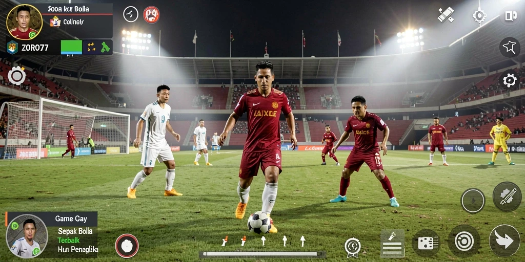 Tampilan gameplay sepak bola di ZORO77 yang menampilkan aksi seru.